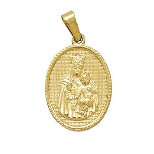 Stainless Steel Virgin Mary Baby Pendant Gold Plated, approx 16-21mm