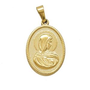 Stainless Steel Virgin Mary Pendant Gold Plated, approx 16-21mm