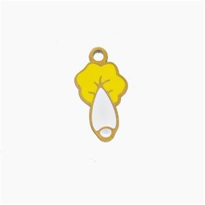 Stainless Steel Cabbage Pendant White Yellow Enamel Gold Plated, approx 8-12mm