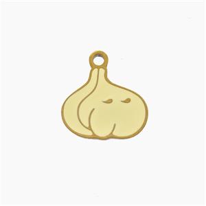 Stainless Steel Garlic Pendant Lt.yellow Enamel Gold Plated, approx 10-12mm
