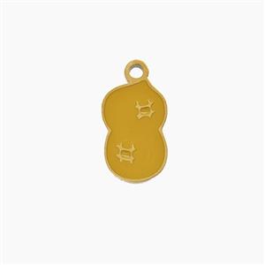 Stainless Steel Peanut Pendant Brown Enamel Gold Plated, approx 8-12mm