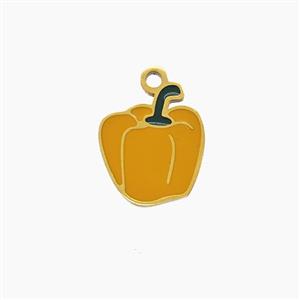 Stainless Steel Bell Pepper Pendant Brown Enamel Gold Plated, approx 10-12mm