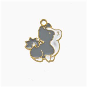 Stainless Steel Squirrel Pendant Gray Enamel Gold Plated, approx 12mm