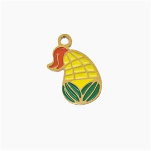 Stainless Steel Corn Cob Pendant Yellow Enamel Gold Plated, approx 10-12mm