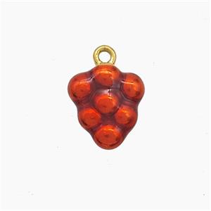 Stainless Steel Grape Pendant Red Painted Gold Plated, approx 11-12mm
