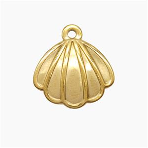 Stainless Steel Scallop Shell Pendant Gold Plated, approx 16mm