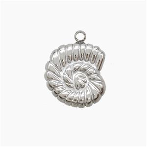 Raw Stainless Steel Spiral Shell Pendant, approx 13mm