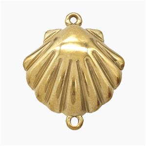 Stainless Steel Scallop Shell Connector Gold Plated, approx 16-19mm