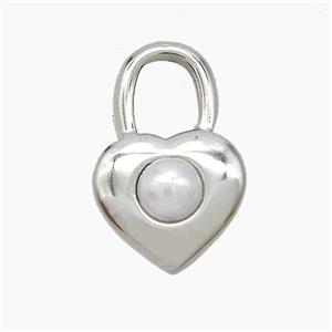Raw Stainless Steel Lock Pendant Pave Resin, approx 12-19mm