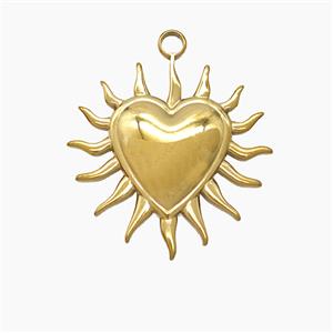 Stainless Steel Heart Pendant Gold Plated, approx 23mm