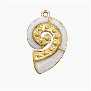 Stainless Steel Spiral Shell Pendant Enamel Gold Plated, approx 17-24mm