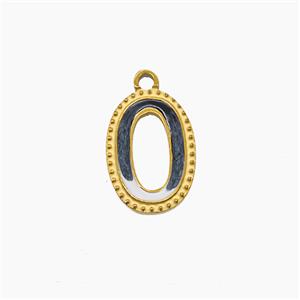 Stainless Steel Number-0 Pendant Enamel Gold Plated, approx 9-12mm