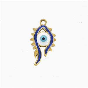 Stainless Steel Eye Pendant Blue Enamel Gold Plated, approx 9-15mm