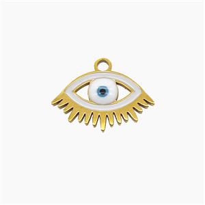 Stainless Steel Eye Pendant White Enamel Gold Plated, approx 8-15mm