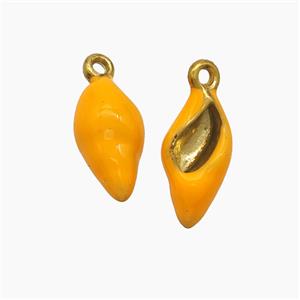 Stainless Steel Conch Shell Pendant Orange Enamel Gold Plated, approx 6-13mm