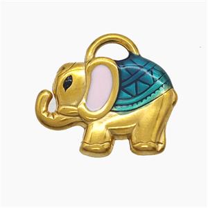 Stainless Steel Elephant Pendant Painted Gold Plated, approx 15-20mm