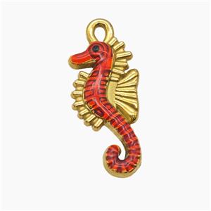 Stainless Steel Starfish Pendant Red Painted Gold Plated, approx 12-25mm