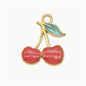 Enamel Stainless Steel Pendant, Gold plated, approx 15-16mm
