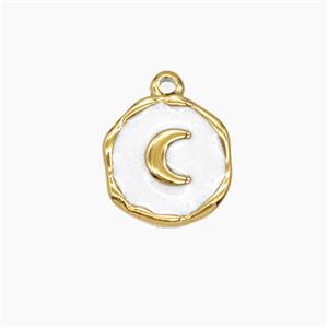 Enamel Stainless Steel Pendant, Gold plated, approx 13mm