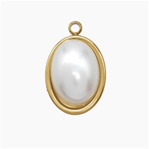 Enamel Stainless Steel Pendant, Gold plated, approx 12.5-16mm