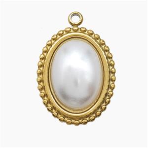 Enamel Stainless Steel Pendant, Gold plated, approx 15-18mm