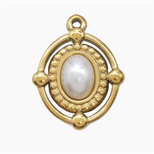 Enamel Stainless Steel Pendant, Gold plated, approx 16.5-18mm