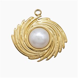 Enamel Stainless Steel Pendant, Gold plated, approx 17-21mm
