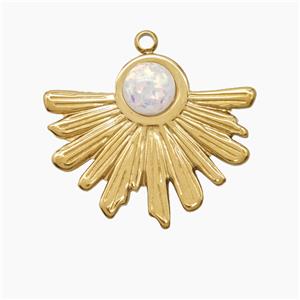 Enamel Stainless Steel Pendant, Gold plated, approx 20-26mm