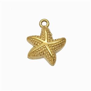 Stainless Steel Starfish Pendant Gold Plated, approx 13mm