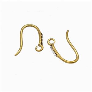Stainless Steel Hook Earrings Pave Rhinestone Gold Plated, approx 8-16mm