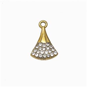 Stainless Steel Fan Pendant Pave Rhinestone Gold Plated, approx 9.5-12mm