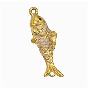 Stainless Steel Fish Pendant Painted Gold Plated, approx 9-23mm