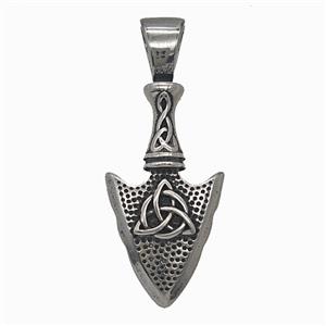 Viking Arrowhead Charms 304 Stainless Steel Pendant Antique Silver, approx 20-50mm