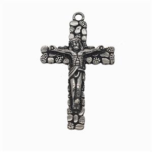 Crucifix Charms 304 Stainless Steel Cross Pendant Antique Silver, approx 30-48mm