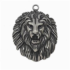 304 Stainless Steel Lion Pendant Antique Silver, approx 35-42mm