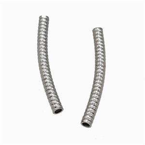 Raw Stainless Steel Tube Beads Curving Large Hole, approx 4-40mm, 3mm hole