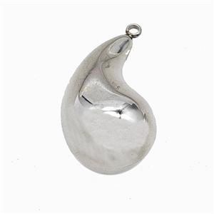 Raw Stainless Steel Teardrop Pendant, approx 18-30mm
