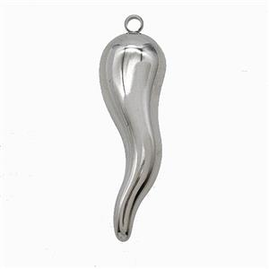 Raw Stainless Steel Chili Pendant, approx 10-30mm