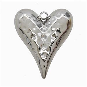Raw Stainless Steel Heart Pendant Hammered, approx 27-32mm