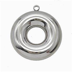 Raw Stainless Steel Donut Pendant, approx 27mm