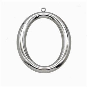 Raw Stainless Steel Oval Rings Pendant, approx 35-45mm