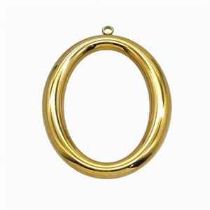 Stainless Steel Oval Rings Pendant Gold Plated, approx 35-45mm