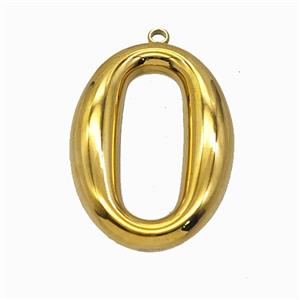 Stainless Steel House Number 0 Pendant Gold Plated, approx 24-34mm