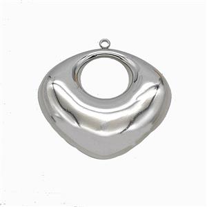 Raw Stainless Steel Domed Heart Pendant, approx 37-40mm