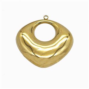 Stainless Steel Domed Heart Pendant Gold Plated, approx 37-40mm