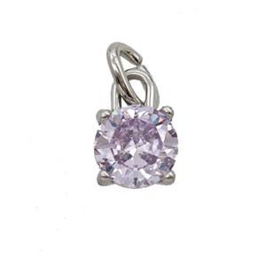 Raw Stainless Steel Pendant Pave Zirconia, approx 7mm
