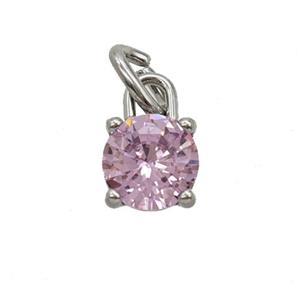 Raw Stainless Steel Pendant Pave Zirconia, approx 7mm