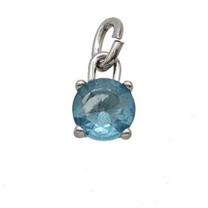 Raw Stainless Steel Pendant Pave Zirconia, approx 7mm