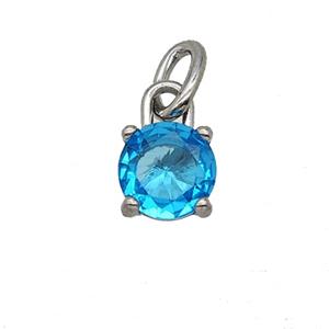 Raw Stainless Steel Pendant Pave Zirconia, approx 7mm