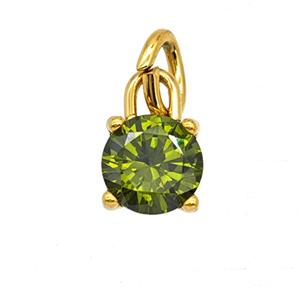 Stainless Steel Pendant Pave Olive Zirconia Gold Plated, approx 7mm